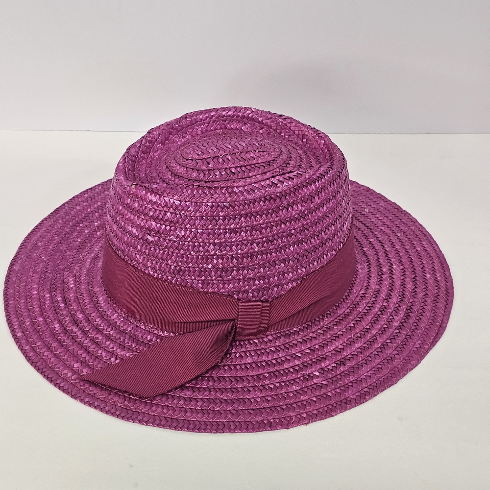 Betmar Fuchsia Straw Hat with Ribbon